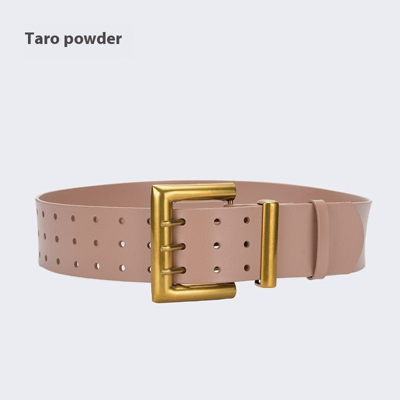 Three Button Waist Belt With Decorative Needle Buckle