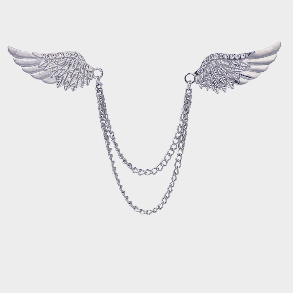 Angel Wings Chain Pin Buckle Collar Pin