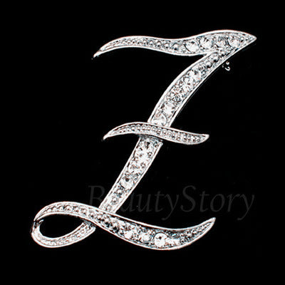English A-Z letter brooch with diamonds