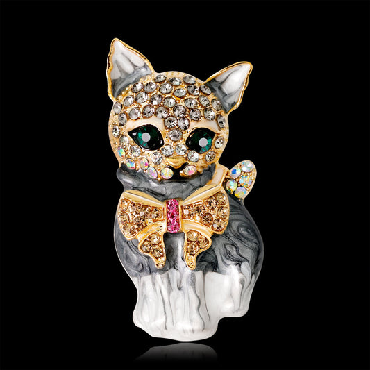 Cute Green Eyed Kitten Brooch