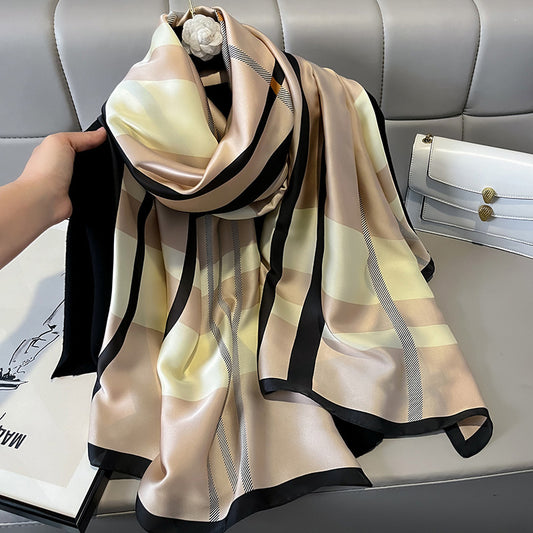 Simple Plaid Imitated Silk Scarves