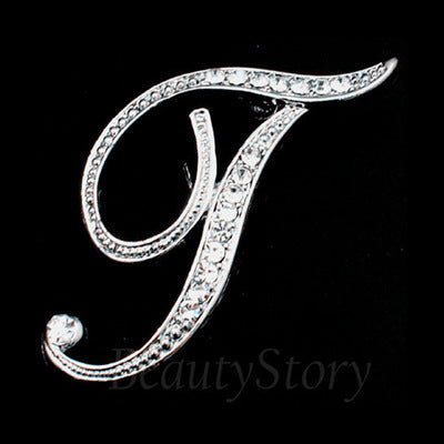 English A-Z letter brooch with diamonds