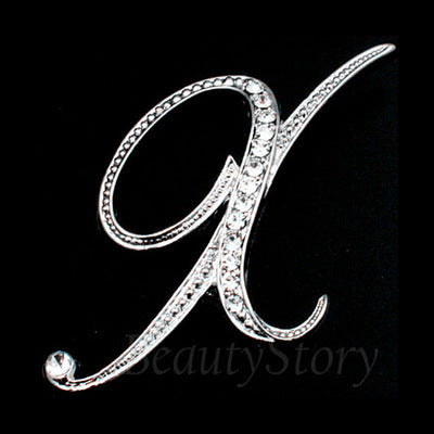 English A-Z letter brooch with diamonds