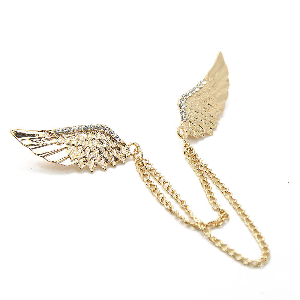 Angel Wings Chain Pin Buckle Collar Pin