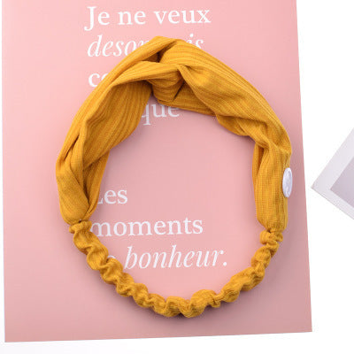 Button solid color headband