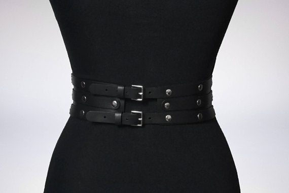 Women Black Leather Waist Belts Body Harness