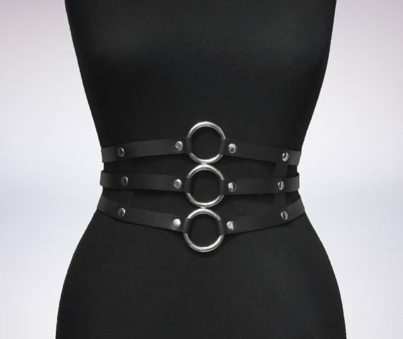 Women Black Leather Waist Belts Body Harness