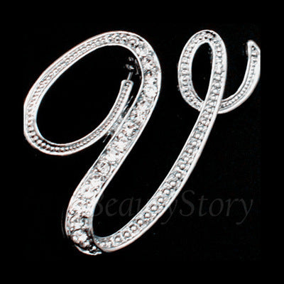English A-Z letter brooch with diamonds