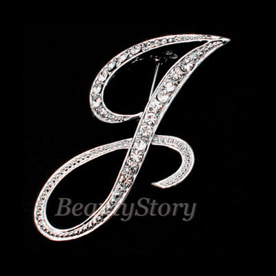 English A-Z letter brooch with diamonds