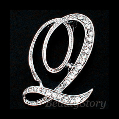 English A-Z letter brooch with diamonds