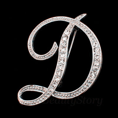 English A-Z letter brooch with diamonds