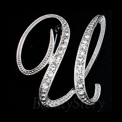 English A-Z letter brooch with diamonds