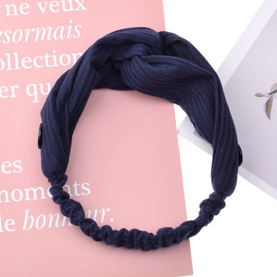 Button solid color headband