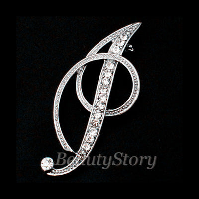 English A-Z letter brooch with diamonds