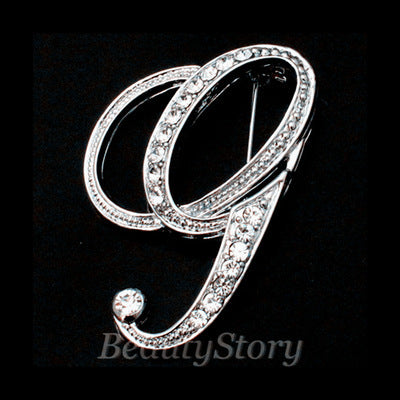 English A-Z letter brooch with diamonds