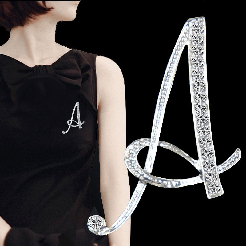 English A-Z letter brooch with diamonds