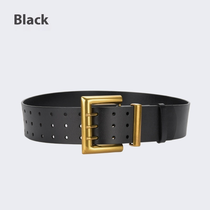 Three Button Waist Belt With Decorative Needle Buckle