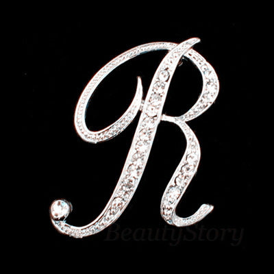 English A-Z letter brooch with diamonds