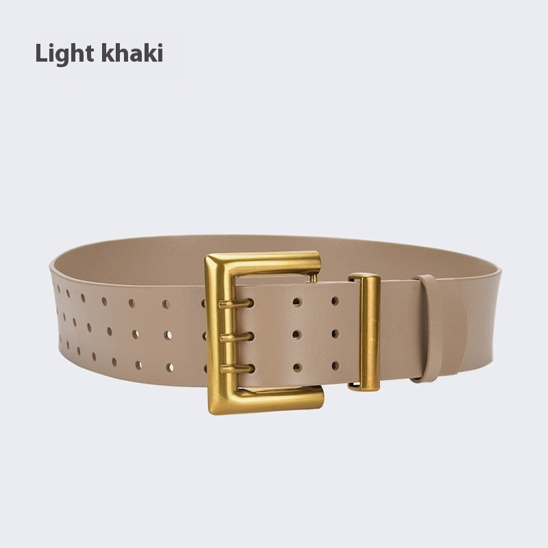 Three Button Waist Belt With Decorative Needle Buckle