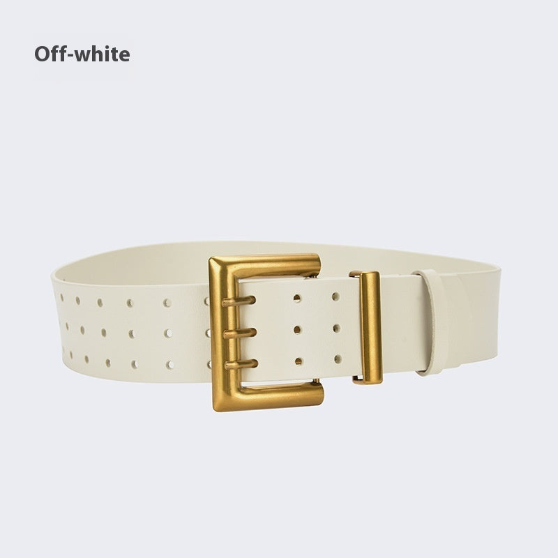 Three Button Waist Belt With Decorative Needle Buckle