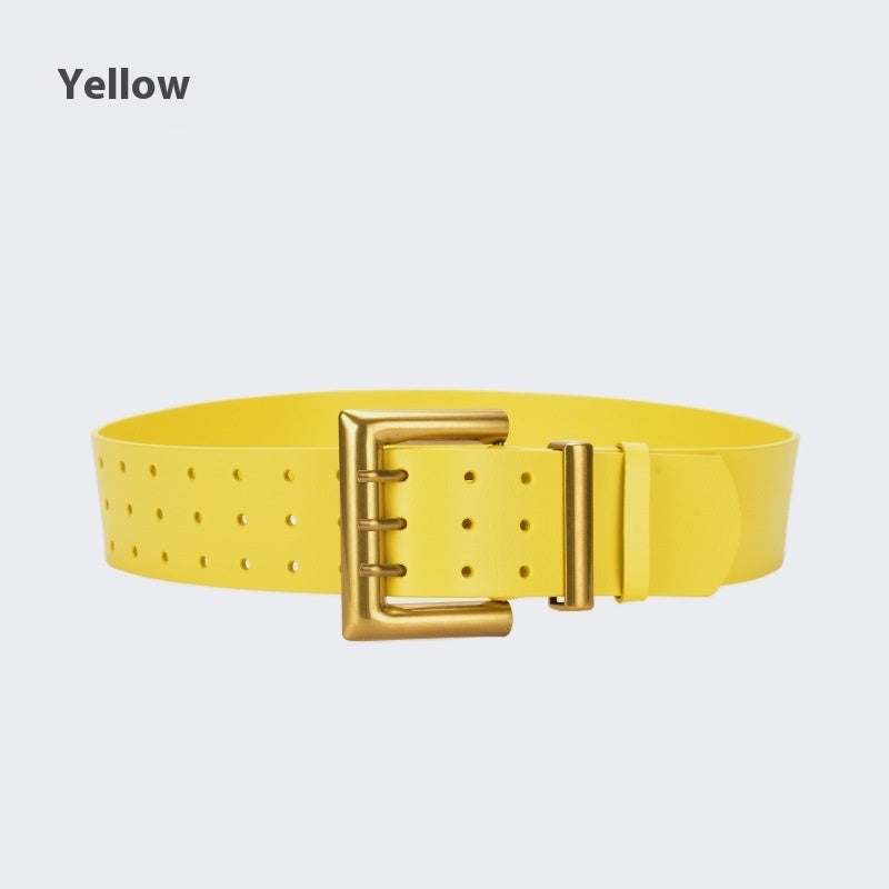 Three Button Waist Belt With Decorative Needle Buckle