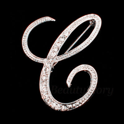 English A-Z letter brooch with diamonds