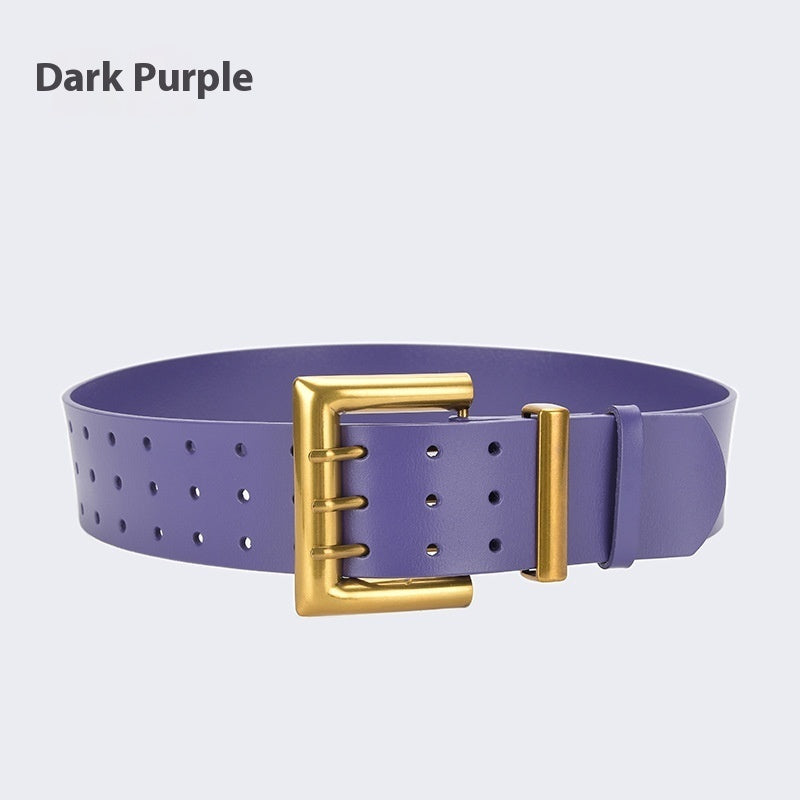 Three Button Waist Belt With Decorative Needle Buckle