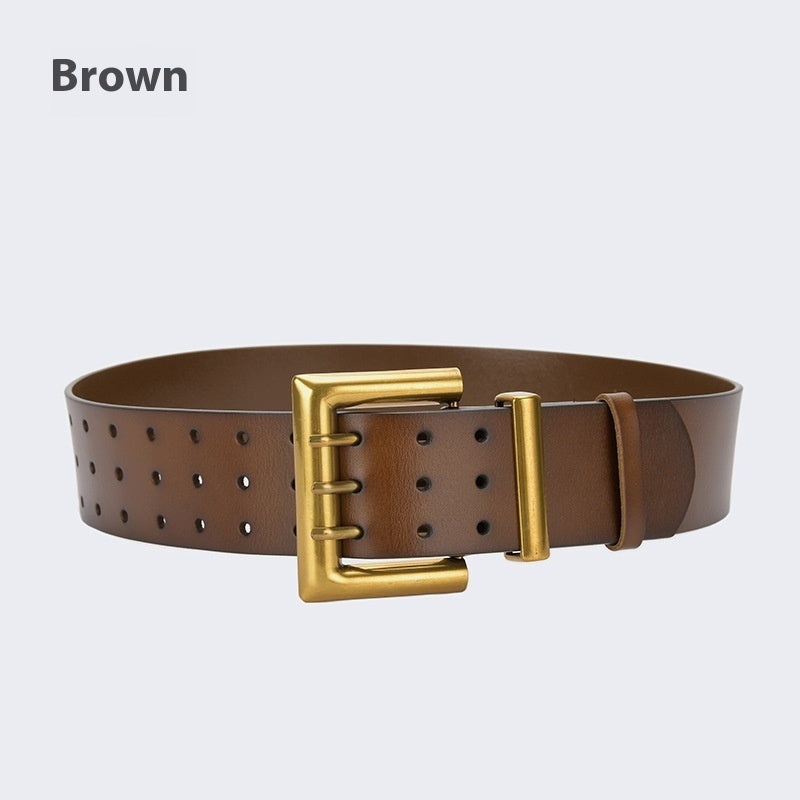 Three Button Waist Belt With Decorative Needle Buckle