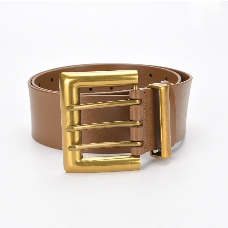 Three Button Waist Belt With Decorative Needle Buckle