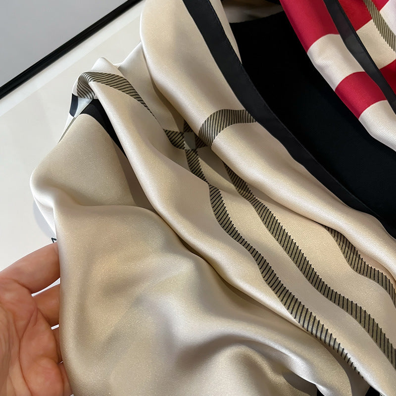 Simple Plaid Imitated Silk Scarves