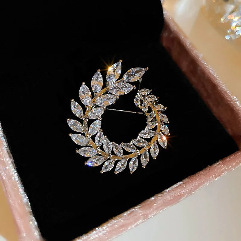Zircon Luxury Leaf Brooch