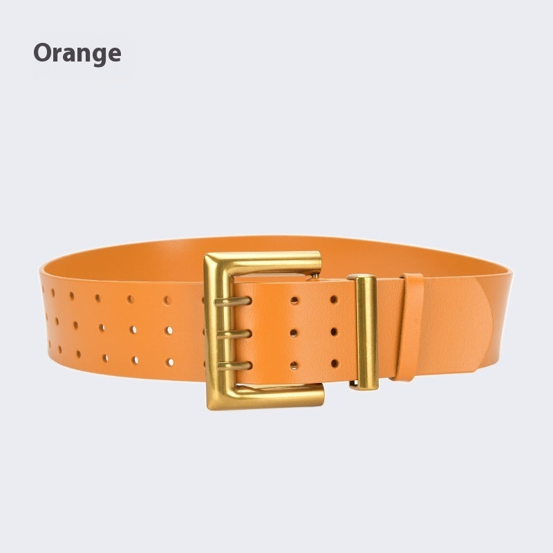 Three Button Waist Belt With Decorative Needle Buckle