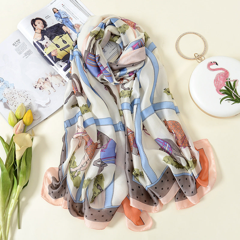 European And American Long Silk Scarf