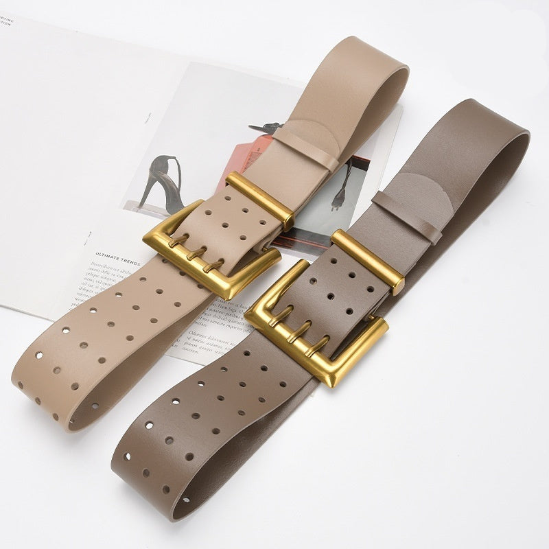 Three Button Waist Belt With Decorative Needle Buckle
