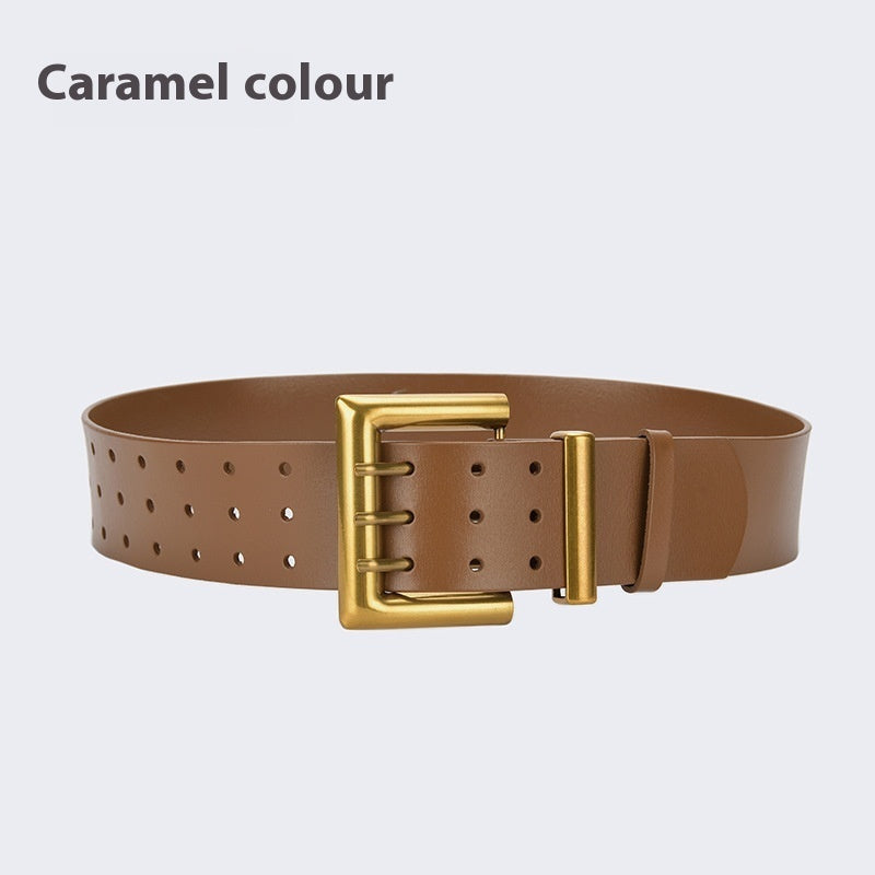 Three Button Waist Belt With Decorative Needle Buckle