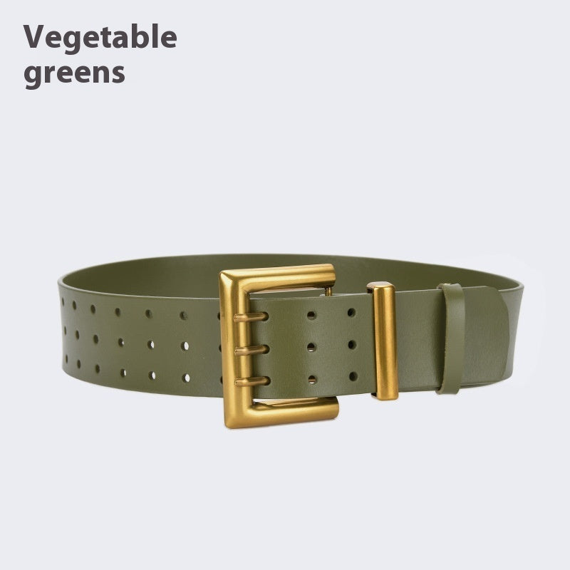 Three Button Waist Belt With Decorative Needle Buckle